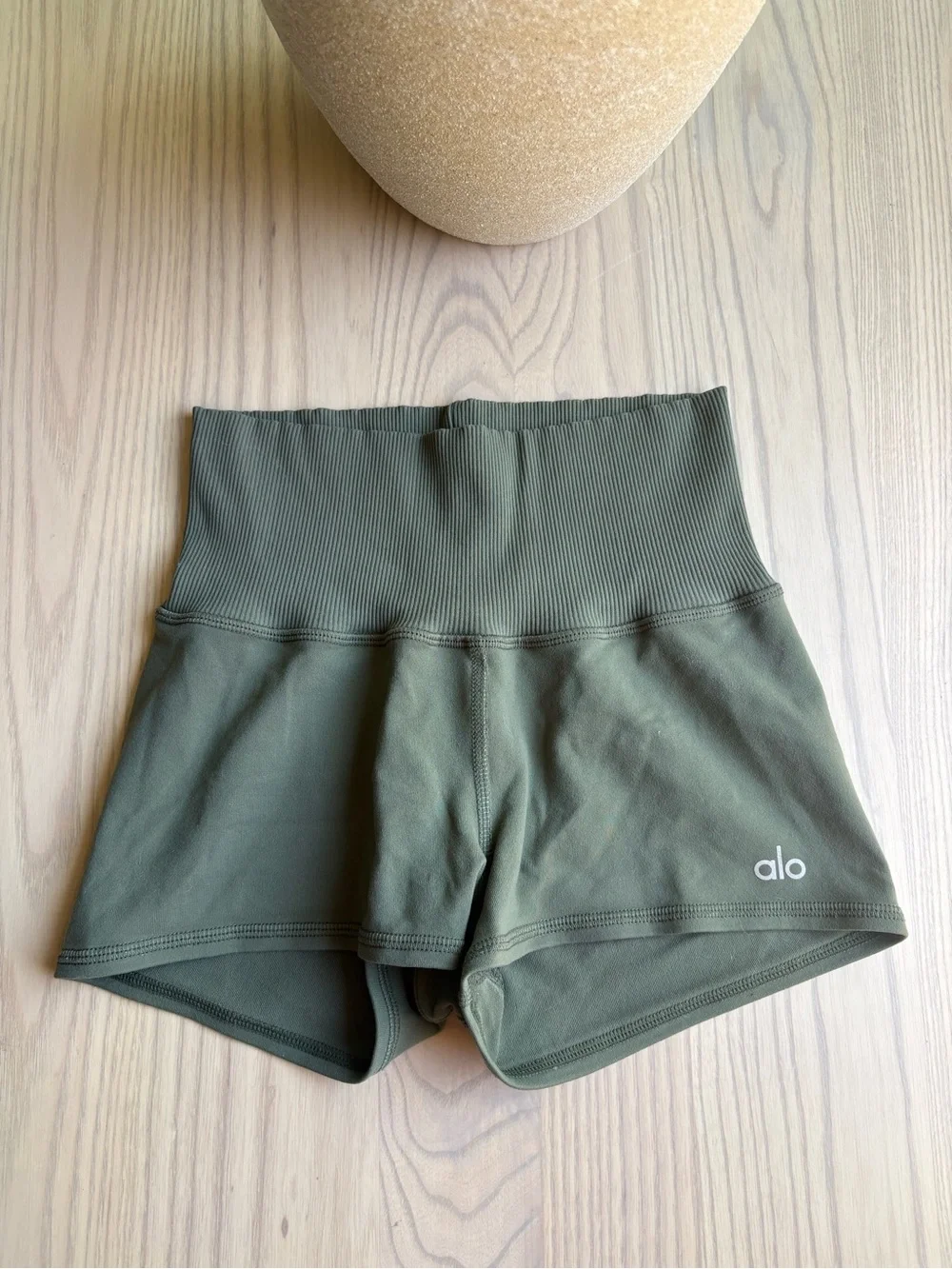 ALO Yoga Olive Green High-Waist Bike Shorts